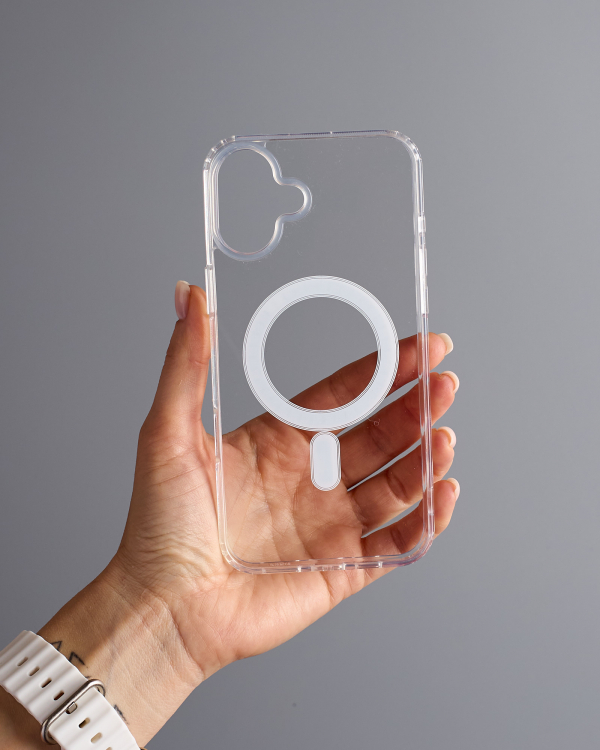 Силиконовый чехол MagSafe CLEAR для iPhone 16 Plus прозрачный
