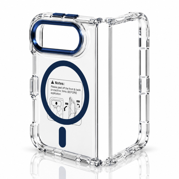 Пластиковый чехол FOLD CLEAR COLORS с поддержкой MagSafe для iPhone DUO blue