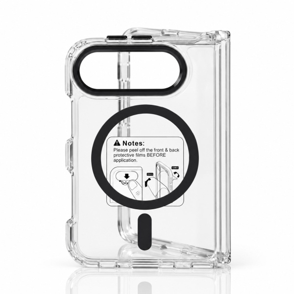 Пластиковый чехол FOLD CLEAR COLORS с поддержкой MagSafe для iPhone DUO black