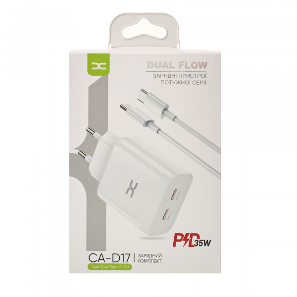 Сетевое зарядное устройство DC 2в1 Lightning 2PD/35W Fast Charger (CA-D17) белый