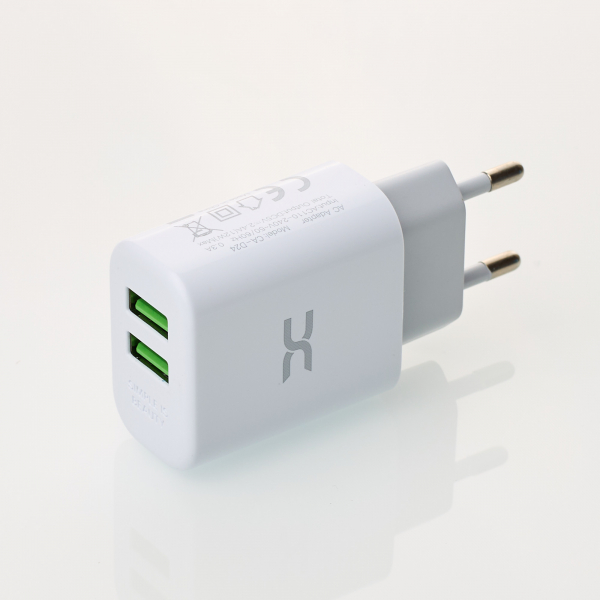 Сетевое зарядное устройство DC 2в1 Lightning 2USB/2.4A (CA-D24) белый