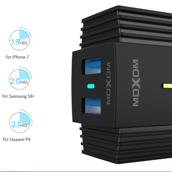 Сетевое зарядное устройство MOXOM 2в1 micro 2USB/2.4A (MX-HC11) черный