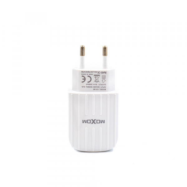 Сетевое зарядное устройство MOXOM 2в1 micro 2USB/2.4A (KH-48) белый