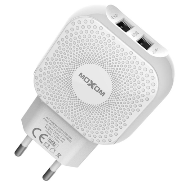 Сетевое зарядное устройство MOXOM 2в1 Type-C 2USB/2.4A (KH-44) белый