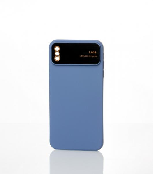 Силиконовый чехол CAMERA PROTECTION для iPhone X / iPhone XS серо-синий