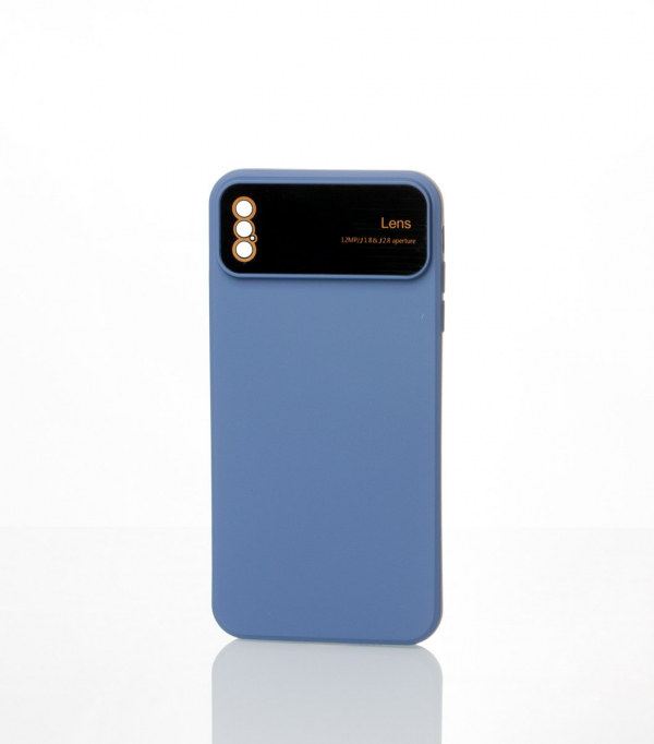 Силиконовый чехол CAMERA PROTECTION для iPhone X / iPhone XS серо-синий