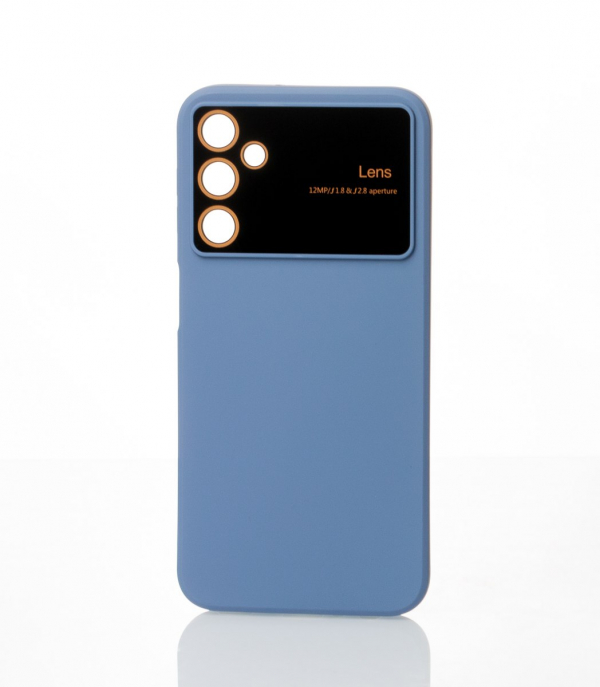 Силиконовый чехол CAMERA PROTECTION для Samsung A14 серо-синий