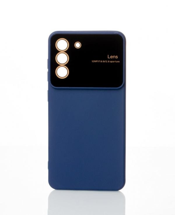 Силиконовый чехол CAMERA PROTECTION для Samsung S21 FE темно-синий