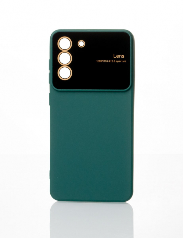 Силиконовый чехол CAMERA PROTECTION для Samsung S21 FE темно-зеленый