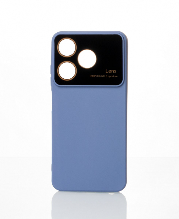 Силиконовый чехол CAMERA PROTECTION для Tecno Spark 10 (KI5q) серо-синий