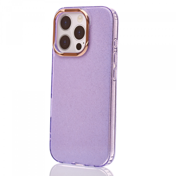 Силиконовый чехол DARK GLITTER для iPhone 16 Pro фиолетовый