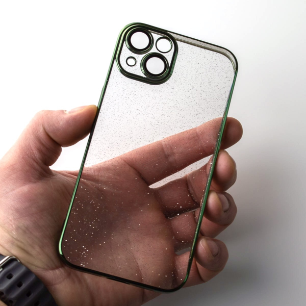 Пластиковый чехол GLITTER для iPhone 13 зеленый