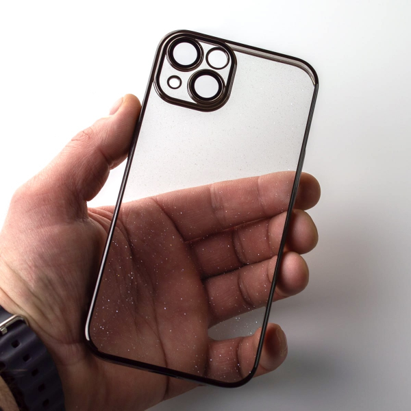 Пластиковый чехол GLITTER для iPhone 14 черный