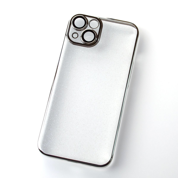 Пластиковый чехол GLITTER для iPhone 14 серебряный