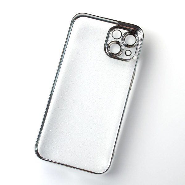 Пластиковый чехол GLITTER для iPhone 14 серебряный