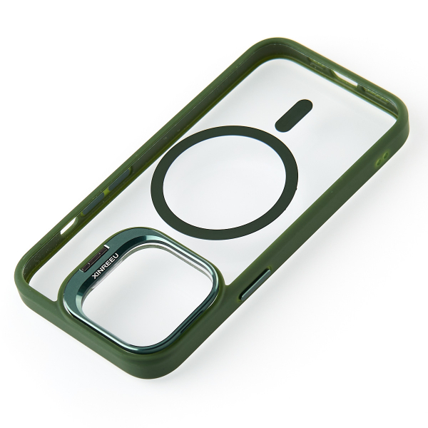 Силиконовый чехол MagSafe CAMERA GLASS PROTECTION для iPhone 15 Pro Max темно-зеленый