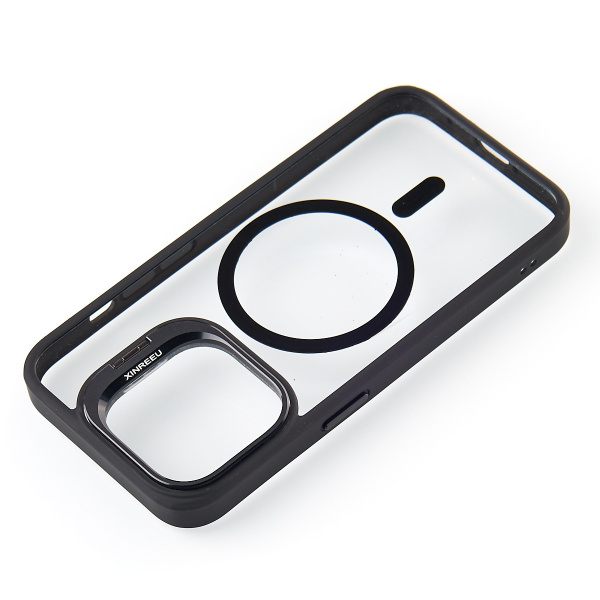 Силиконовый чехол MagSafe CAMERA GLASS PROTECTION для iPhone 15 Pro Max черный