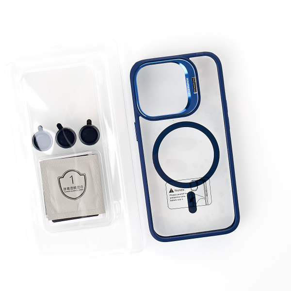 Силиконовый чехол MagSafe CAMERA GLASS PROTECTION для iPhone 15 Pro Max темно-синий