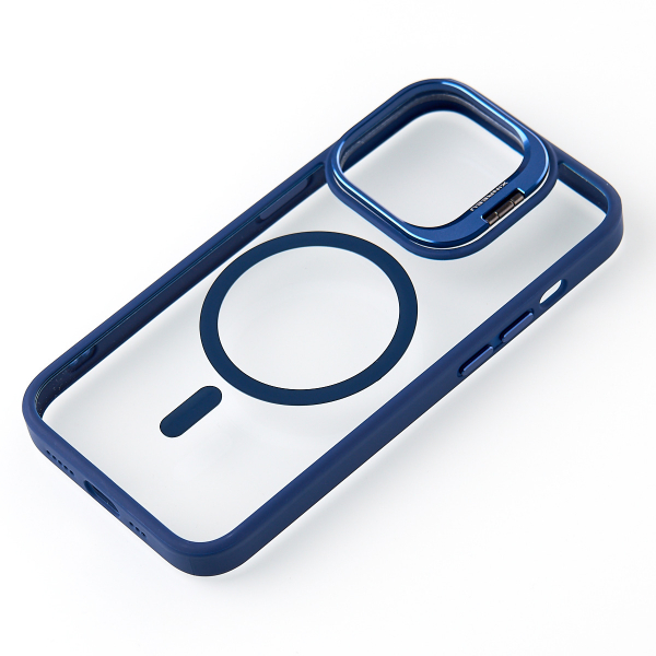Силиконовый чехол MagSafe CAMERA GLASS PROTECTION для iPhone 15 Pro Max темно-синий