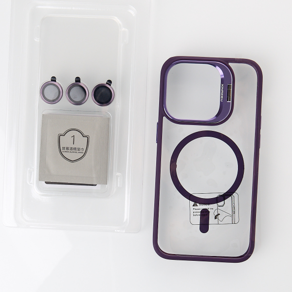 Силиконовый чехол MagSafe CAMERA GLASS PROTECTION для iPhone 15 Pro Max темно-фиолетовый