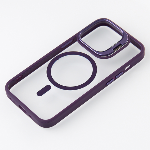 Силиконовый чехол MagSafe CAMERA GLASS PROTECTION для iPhone 15 Pro Max темно-фиолетовый