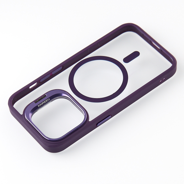 Силиконовый чехол MagSafe CAMERA GLASS PROTECTION для iPhone 15 Pro Max темно-фиолетовый