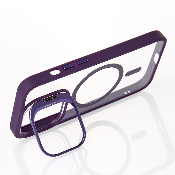 Силиконовый чехол MagSafe CAMERA GLASS PROTECTION для iPhone 15 Pro Max темно-фиолетовый