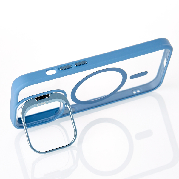 Силиконовый чехол MagSafe CAMERA GLASS PROTECTION для iPhone 13 голубой