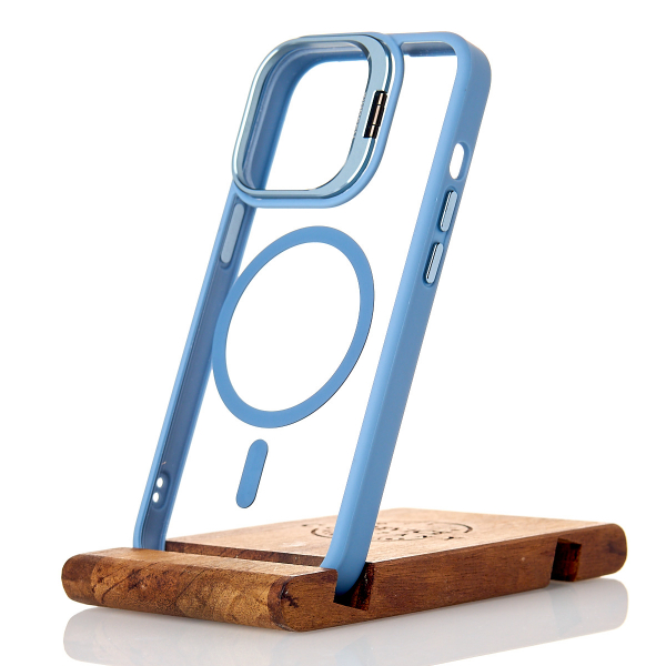 Силиконовый чехол MagSafe CAMERA GLASS PROTECTION для iPhone 13 голубой