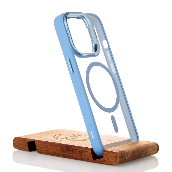 Силиконовый чехол MagSafe CAMERA GLASS PROTECTION для iPhone 13 голубой