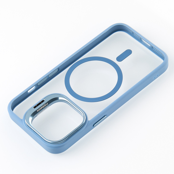 Силиконовый чехол MagSafe CAMERA GLASS PROTECTION для iPhone 13 голубой