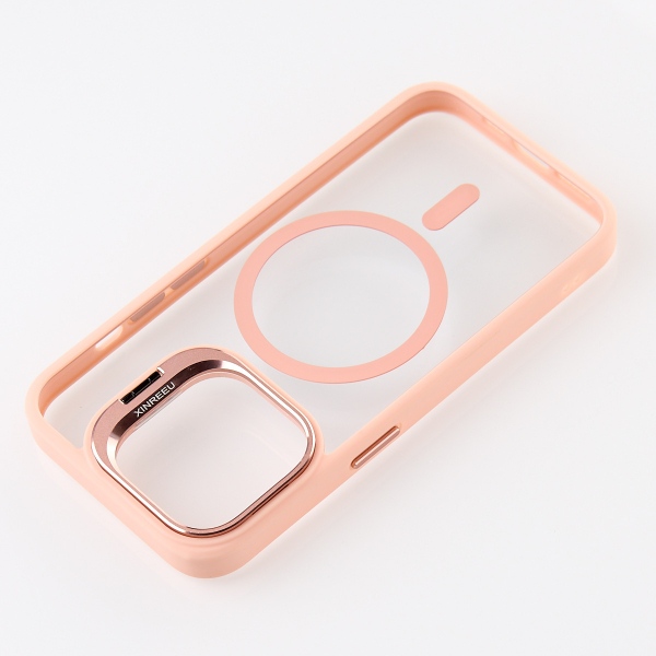 Силиконовый чехол MagSafe CAMERA GLASS PROTECTION для iPhone 14 Pro розовый