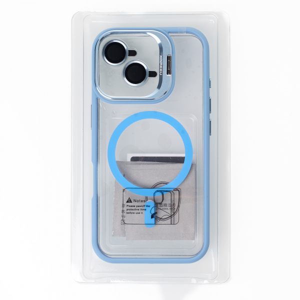 Силиконовый чехол MagSafe CAMERA GLASS PROTECTION для iPhone 16 голубой