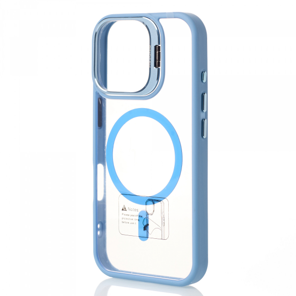 Силиконовый чехол MagSafe CAMERA GLASS PROTECTION для iPhone 16 Plus голубой