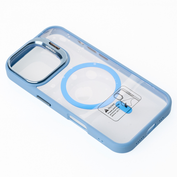 Силиконовый чехол MagSafe CAMERA GLASS PROTECTION для iPhone 16 Plus голубой