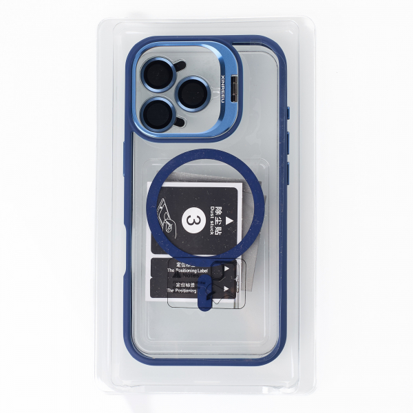 Силиконовый чехол MagSafe CAMERA GLASS PROTECTION для iPhone 16 Pro Max темно-синий