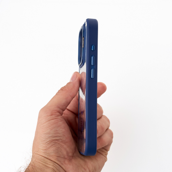 Силиконовый чехол MagSafe CAMERA GLASS PROTECTION для iPhone 16 Pro Max темно-синий