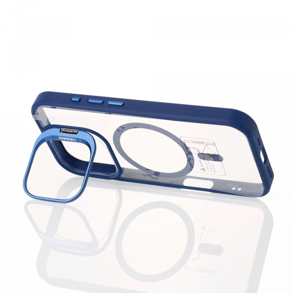 Силиконовый чехол MagSafe CAMERA GLASS PROTECTION для iPhone 16 Pro Max темно-синий