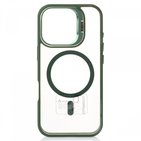 Силиконовый чехол MagSafe CAMERA GLASS PROTECTION для iPhone 16 Pro Max темно-зеленый