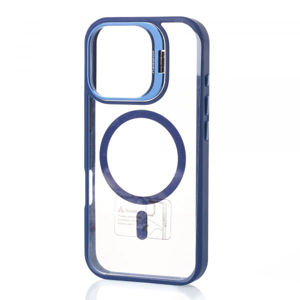 Силиконовый чехол MagSafe CAMERA GLASS PROTECTION для iPhone 16 Plus темно-синий