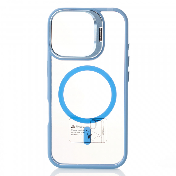 Силиконовый чехол MagSafe CAMERA GLASS PROTECTION для iPhone 16 Pro Max голубой