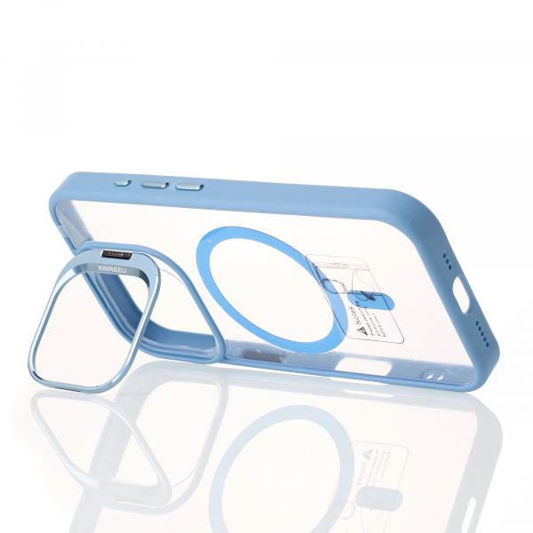 Силиконовый чехол MagSafe CAMERA GLASS PROTECTION для iPhone 16 Pro Max голубой
