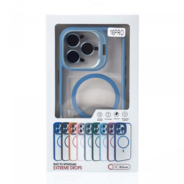 Силиконовый чехол MagSafe CAMERA GLASS PROTECTION для iPhone 16 Pro Max голубой