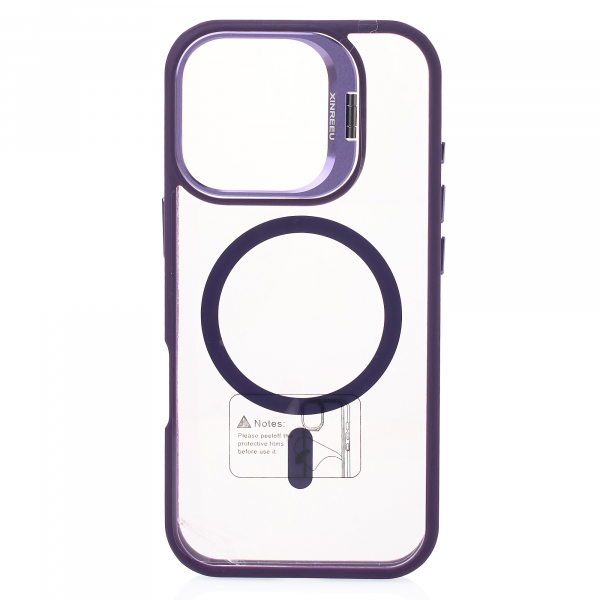 Силиконовый чехол MagSafe CAMERA GLASS PROTECTION для iPhone 16 Pro Max темно-фиолетовый