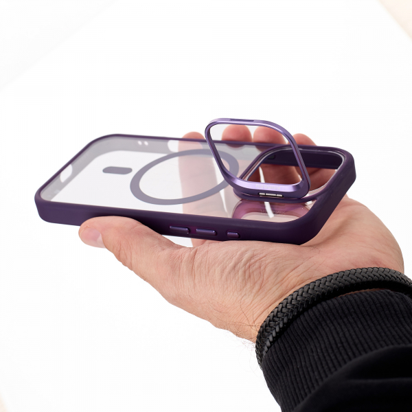 Силиконовый чехол MagSafe CAMERA GLASS PROTECTION для iPhone 16 Pro Max темно-фиолетовый