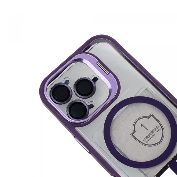Силиконовый чехол MagSafe CAMERA GLASS PROTECTION для iPhone 16 Pro Max темно-фиолетовый