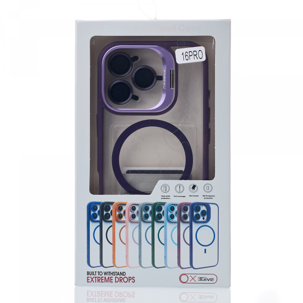 Силиконовый чехол MagSafe CAMERA GLASS PROTECTION для iPhone 16 Pro Max темно-фиолетовый