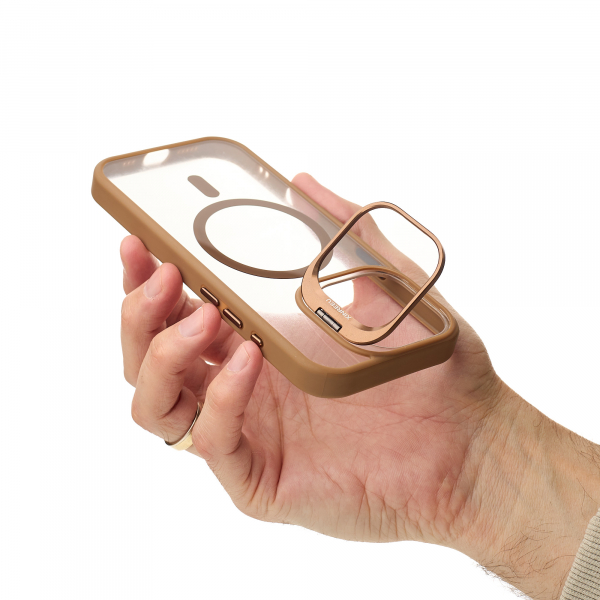 Силиконовый чехол MagSafe CAMERA GLASS PROTECTION для iPhone 16 Pro бронзовый