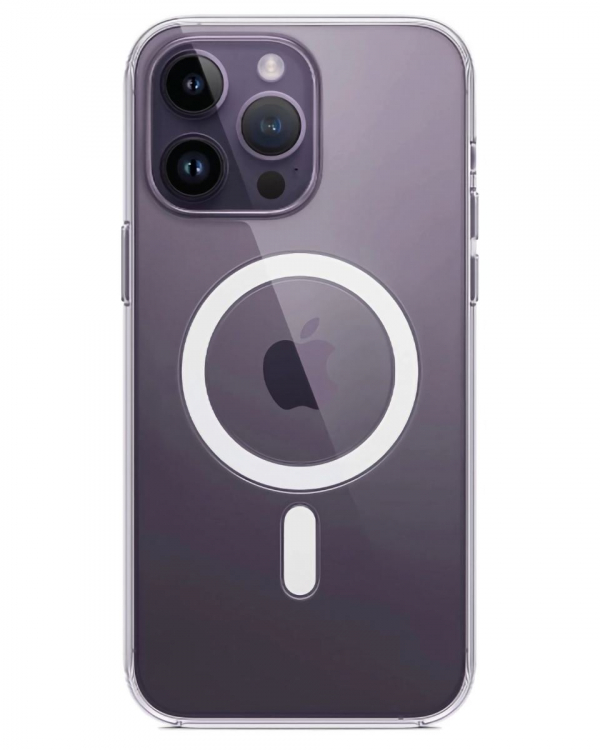 Силиконовый чехол MagSafe CLEAR для iPhone 15 Pro прозрачный