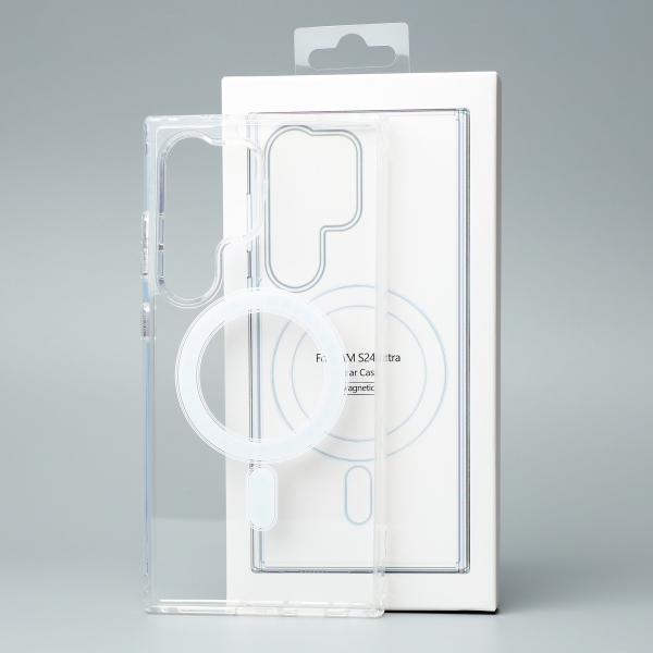 Силиконовый чехол MagSafe CLEAR для Samsung S24 Ultra прозрачный